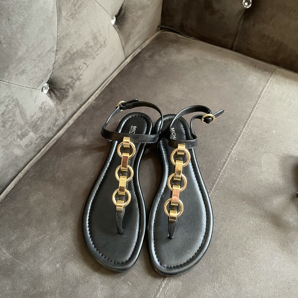 Michael Kors sandals black with gold accent